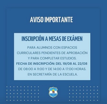 Inscripción a mesas de examen
